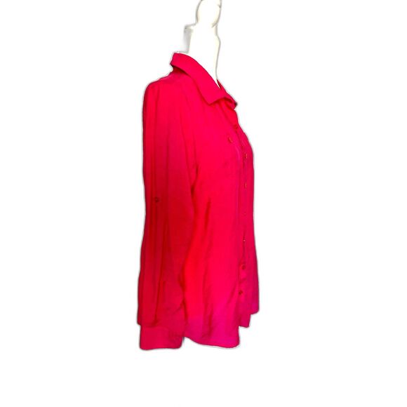 Van Heusen Bright Pink Button Down Shirt Light Fabric, Drapes Beautifully Size L - Picture 2 of 6